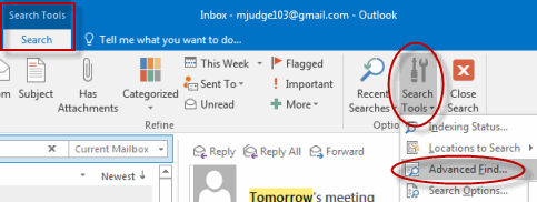 Outlook search