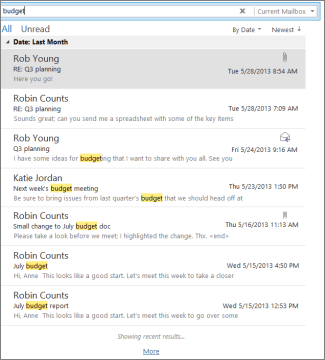 Outlook search