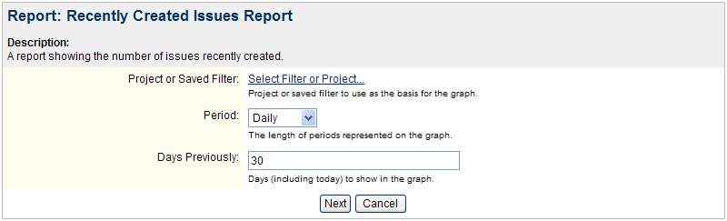 Recently Created Issues Report